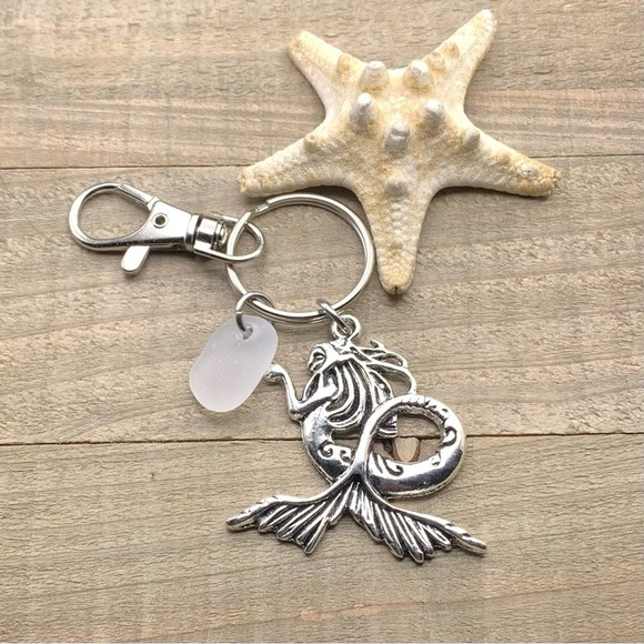 Sea Glass Mermaid Beach Charm Key Chain| Seaglass Gift New Driver Keychain - Picture 1 of 6